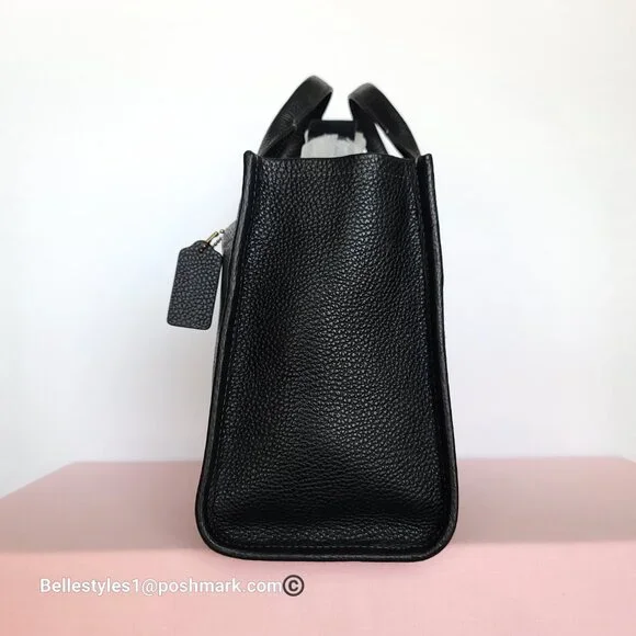 COACH Bubble Leather Cargo Tote Bag with Webbing Strap-MEDIUM Size-Black color⭐ - Picture 8 of 16